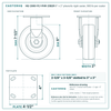 HQ-2060-PL1-PHR-2SB2R 6 x 2 in phenolic rigid caster reference drawing, 900 lb per caster (set of 4: 2 swivel with brake + 2 rigid), side, front and top plate views with dimensions