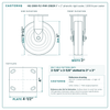 HQ-2080-PL1-PHR-2SB2R 8 x 2 in phenolic rigid caster reference drawing, 1,000 lb per caster (set of 4: 2 swivel with brake + 2 rigid), side, front and top plate views with dimensions