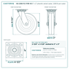HQ-2080-PL1-PHR-4S 8 x 2 in phenolic swivel caster reference drawing, 1,000 lb per caster (set of 4: 4 swivel), side, front and top plate views with dimensions