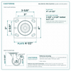 HQ-2140-PL1-PIR-2TL2R-RS top plate bolt pattern drawing, 4 x 4-1/2 in plate, slotted bolt holes