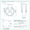 HQ-2160-PL1-PIR-2TL2R-RS 6 x 2 in red polyurethane rigid caster reference drawing, 1,200 lb per caster (set of 4: 2 total lock swivel + 2 rigid), side, front and top plate views with dimensions