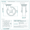 HQ-2160-PL1-PIR-2TL2S-RS 6 x 2 in red polyurethane swivel caster reference drawing, 1,200 lb per caster (set of 4: 2 total lock swivel + 2 swivel), side, front and top plate views with dimensions