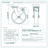 HQ-2180-PL1-PIR-2TL2S-RS 8 x 2 in red polyurethane total lock swivel caster reference drawing, 1,250 lb per caster (set of 4: 2 total lock swivel + 2 swivel), side, front and top plate views with dimensions