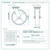 HQ-2180-PL1-PIR-2TL2S-RS 8 x 2 in red polyurethane swivel caster reference drawing, 1,250 lb per caster (set of 4: 2 total lock swivel + 2 swivel), side, front and top plate views with dimensions