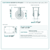 HQ1330R-PL1-PP-BLACK 3 x 1-1/4 in black polyurethane rigid caster reference drawing, side, front and top plate views with dimensions