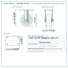 HQ1330R-PL1-SP 3 x 1-1/4 in blue solid polyurethane rigid caster reference drawing, side, front and top plate views with dimensions