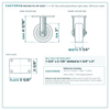 HQ1330S-PL1-SP-2S2R 3 x 1-1/4 in blue solid polyurethane rigid caster reference drawing, 300 lb per caster (set of 4: 2 swivel + 2 rigid), side, front and top plate views with dimensions