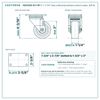 HQ1330S-PL1-SP 3 x 1-1/4 in blue solid polyurethane swivel caster reference drawing, side, front and top plate views with dimensions