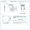 3" x 1-1/4" polyolefin swivel caster reference drawing, side, front and top plate views with dimensions