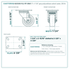 HQ1330S-PL2-PP-GRAY 3 x 1-1/4 in gray polyurethane swivel caster reference drawing, side, front and top plate views with dimensions