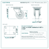 HQ1330S-PL2-TP 3 x 1-1/4 in TPR swivel caster reference drawing, side, front and top plate views with dimensions