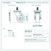HQ1330S-TS2-PH 3" x 1-1/4" phenolic swivel stem caster, 350 lb reference drawing, 1/2"-13 x 1" threaded stem, side, front and stem views with dimensions