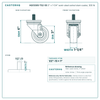 HQ1330S-TS2-SS 3" x 1-1/4" semi-steel swivel stem caster, 300 lb reference drawing, 1/2"-13 x 1" threaded stem, side, front and stem views with dimensions