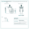HQ1330S-TS2-TP 3" x 1-1/4" gray thermoplastic rubber swivel stem caster, 225 lb reference drawing, 1/2"-13 x 1" threaded stem, side, front and stem views with dimensions