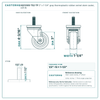 HQ1330S-TS2-TP 3" x 1-1/4" gray thermoplastic rubber swivel stem caster, 225 lb reference drawing, side, front and stem views with dimensions