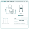 HQ1330S-TS3-HDP-X178 3" x 1-1/4" polyolefin swivel stem caster, 300 lb reference drawing, side, front and stem views with dimensions