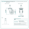 HQ1330S-TS3-PP-BLACK-X75 3" x 1-1/4" black polyurethane swivel stem caster, 300 lb reference drawing, side, front and stem views with dimensions
