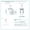 HQ1330S-TS3-PP-RED-X75 3" x 1-1/4" red polyurethane swivel stem caster, 300 lb reference drawing, side, front and stem views with dimensions