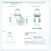 HQ1330S-TS3-SP-X15 3" x 1-1/4" blue solid polyurethane swivel stem caster, 300 lb reference drawing, side, front and stem views with dimensions