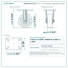 HQ1335R-PL2-PH 3-1/2 x 1-1/4 in phenolic rigid caster reference drawing, side, front and top plate views with dimensions