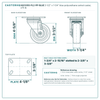 HQ1335S-PL2-PP-BLUE 3-1/2 x 1-1/4 in blue polyurethane swivel caster reference drawing, side, front and top plate views with dimensions