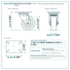HQ1335S-PL2-PP-GRAY 3-1/2 x 1-1/4 in gray polyurethane swivel caster reference drawing, side, front and top plate views with dimensions