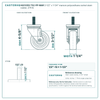 HQ1335S-TS2-PP-MAR 3-1/2" x 1-1/4" maroon polyurethane swivel stem caster, 275 lb reference drawing, side, front and stem views with dimensions
