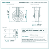 4 x 1-1/4 in phenolic rigid caster reference drawing, 3-1/8 x 4-1/8 in top plate, side, front and top plate views with dimensions