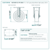 HQ1340R-PL1-PP-GRAY 4 x 1-1/4 in gray polyurethane rigid caster reference drawing, side, front and top plate views with dimensions