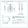 HQ1340R-PL2-PP-GRAY 4 x 1-1/4 in gray polyurethane rigid caster reference drawing, side, front and top plate views with dimensions