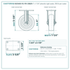 4" x 1-1/4" phenolic rigid caster reference drawing, side, front and top plate views with dimensions