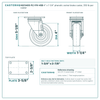 4" x 1-1/4" phenolic swivel brake caster reference drawing, side, front and top plate views with dimensions