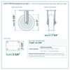 HQ1340S-PL1-SP-2S2R 4 x 1-1/4 in blue solid polyurethane rigid caster reference drawing, 350 lb per caster (set of 4: 2 swivel + 2 rigid), side, front and top plate views with dimensions
