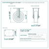 4" x 1-1/4" blue solid polyurethane rigid caster reference drawing, side, front and top plate views with dimensions