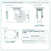 HQ1340S-PL2-PP-BLUE 4 x 1-1/4 in blue polyurethane swivel caster reference drawing, side, front and top plate views with dimensions