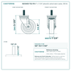 HQ1340S-TS2-PH 4" x 1-1/4" phenolic swivel stem caster, 350 lb reference drawing, side, front and stem views with dimensions