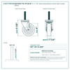 HQ1340S-TS2-PP-BLUE 4" x 1-1/4" blue polyurethane swivel stem caster, 300 lb reference drawing, 1/2"-13 x 2-3/4" threaded stem, side, front and stem views with dimensions