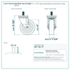HQ1340S-TS2-PP-GRAY 4" x 1-1/4" gray polyurethane swivel stem caster, 300 lb reference drawing, 1/2"-13 x 1" threaded stem, side, front and stem views with dimensions