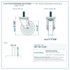 HQ1340S-TS2-PP-MAR 4" x 1-1/4" maroon polyurethane swivel stem caster, 325 lb reference drawing, side, front and stem views with dimensions
