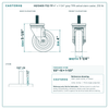 HQ1340S-TS2-TP 4" x 1-1/4" gray TPR swivel stem caster, 250 lb reference drawing, side, front and stem views with dimensions