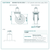 HQ1340S-TS3-PH-X1316 4" x 1-1/4" phenolic swivel stem caster, 300 lb reference drawing, side, front and stem views with dimensions