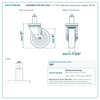 HQ1340S-TS3-PH-X78 4" x 1-1/4" phenolic swivel stem caster, 300 lb reference drawing, side, front and stem views with dimensions