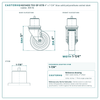 HQ1340S-TS3-SP-X178 4" x 1-1/4" blue solid polyurethane swivel stem caster, 300 lb reference drawing, side, front and stem views with dimensions