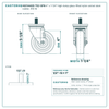 HQ13440S-TS2-GFN 4" x 1-1/4" high-temp glass-filled nylon swivel stem caster, 350 lb reference drawing, 1/2"-13 x 1" threaded stem, side, front and stem views with dimensions