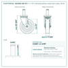HQ1350S-GR1-SP 5" x 1-1/4" solid polyurethane swivel stem caster, 350 lb reference drawing, 0.846" x 2-3/16" grip ring stem, side, front and stem views with dimensions