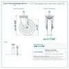 HQ1350S-GR1-TP 5" x 1-1/4" thermoplastic rubber swivel stem caster, 315 lb reference drawing, side, front and stem views with dimensions