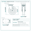 HQ1350S-PL1-PH-22R 5 x 1-1/4 in phenolic swivel caster reference drawing, 350 lb per caster (set of 4: 2 swivel + 2 rigid, 1,400 lb per set), side, front and top plate views with dimensions