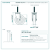 HQ1350S-TS2-PH 5" x 1-1/4" phenolic swivel stem caster, 350 lb reference drawing, 1/2"-13 x 2-3/4" threaded stem, side, front and stem views with dimensions