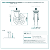 HQ1350S-TS2-PP-MAR 5" x 1-1/4" maroon polyurethane swivel stem caster, 350 lb reference drawing, 1/2"-13 x 1" threaded stem, side, front and stem views with dimensions