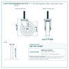 HQ1350S-TS2-TP-D 5" x 1-1/4" thermoplastic rubber swivel stem caster, 275 lb reference drawing, 1/2"-13 x 2-3/4" threaded stem, side, front and stem views with dimensions